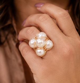 Anillo nido perla