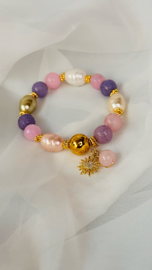 Pulsera AGATAS Y PERLAS X DIJE IB